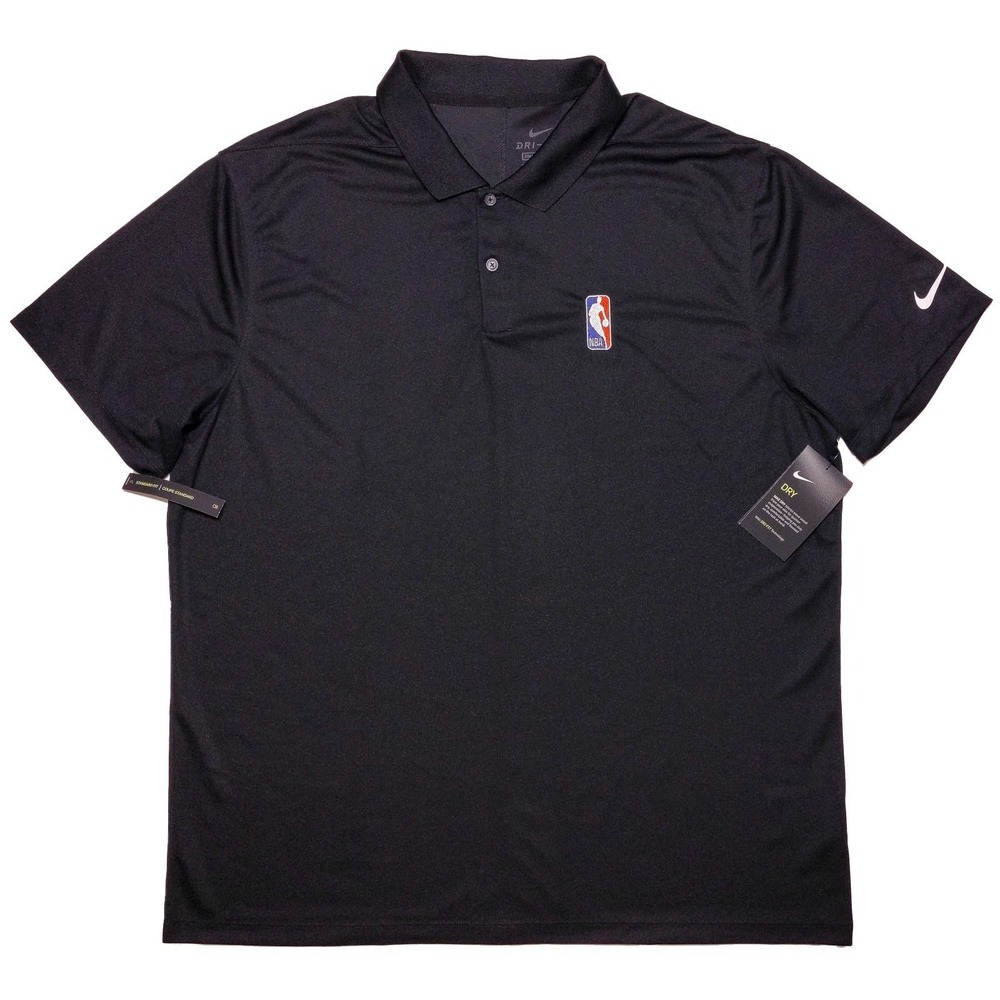 NIKE NBA Logo Performance Polo Shirt Solid‎ Black Men's XL ~ New